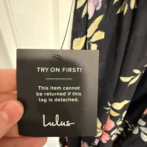 New w/ Tags - Black Floral Midi Dress - Picture 7 of 7